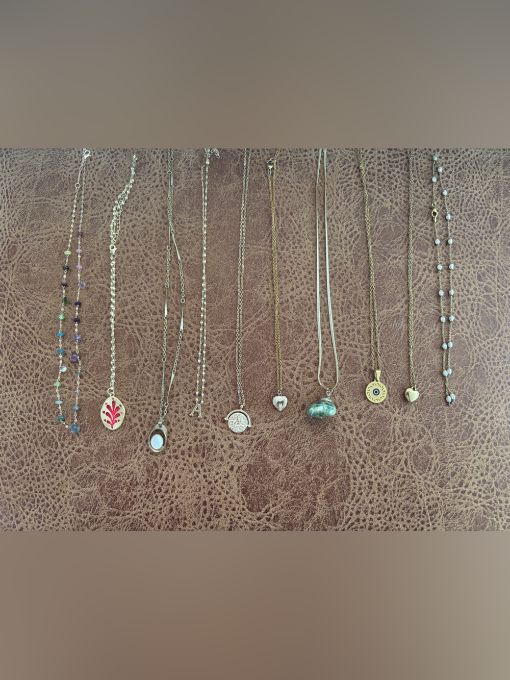 Delicate Mixed Metal Pendant Necklace Set - Gold Plated